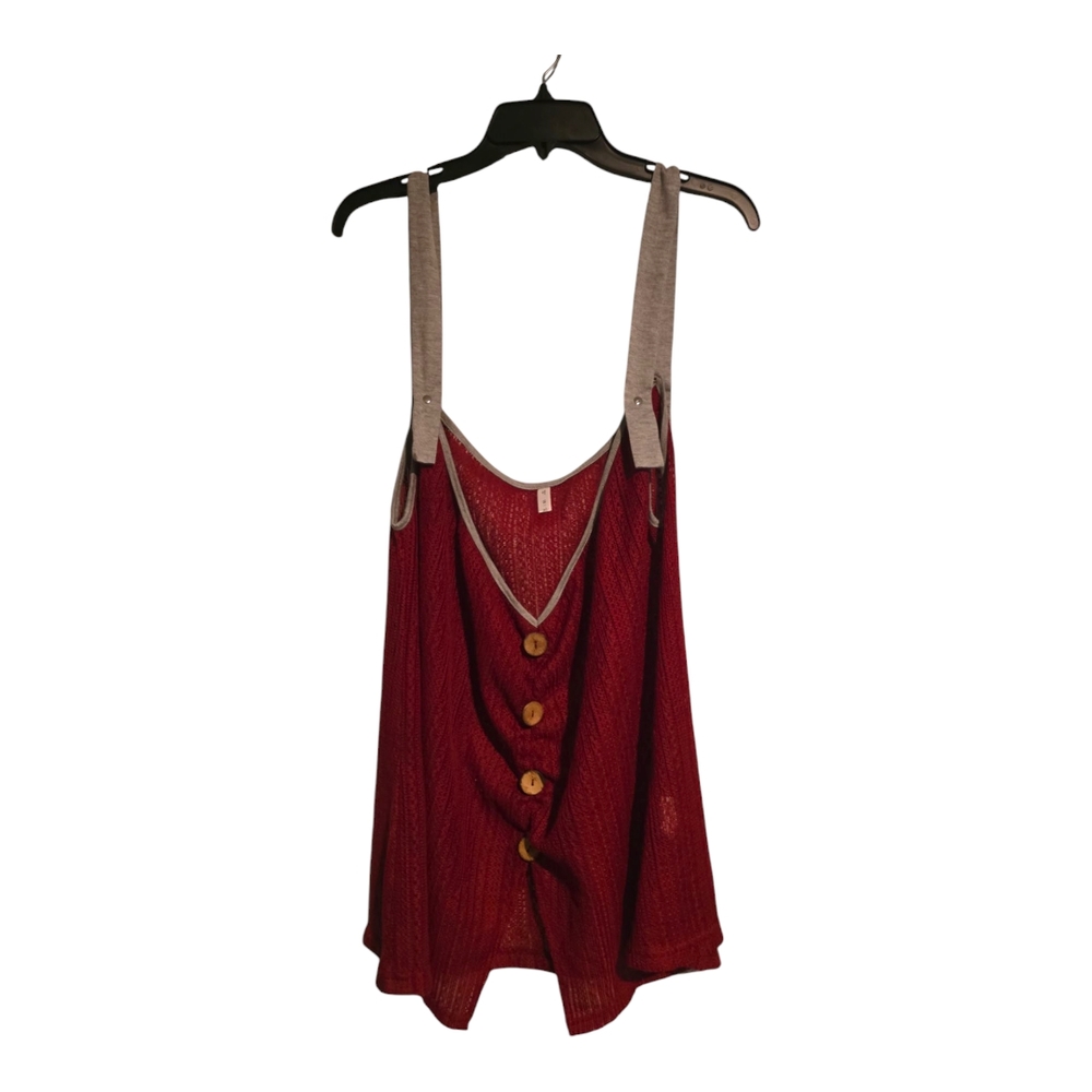 RosrgalRed Tie Front Tank Top with Buttoned Detail